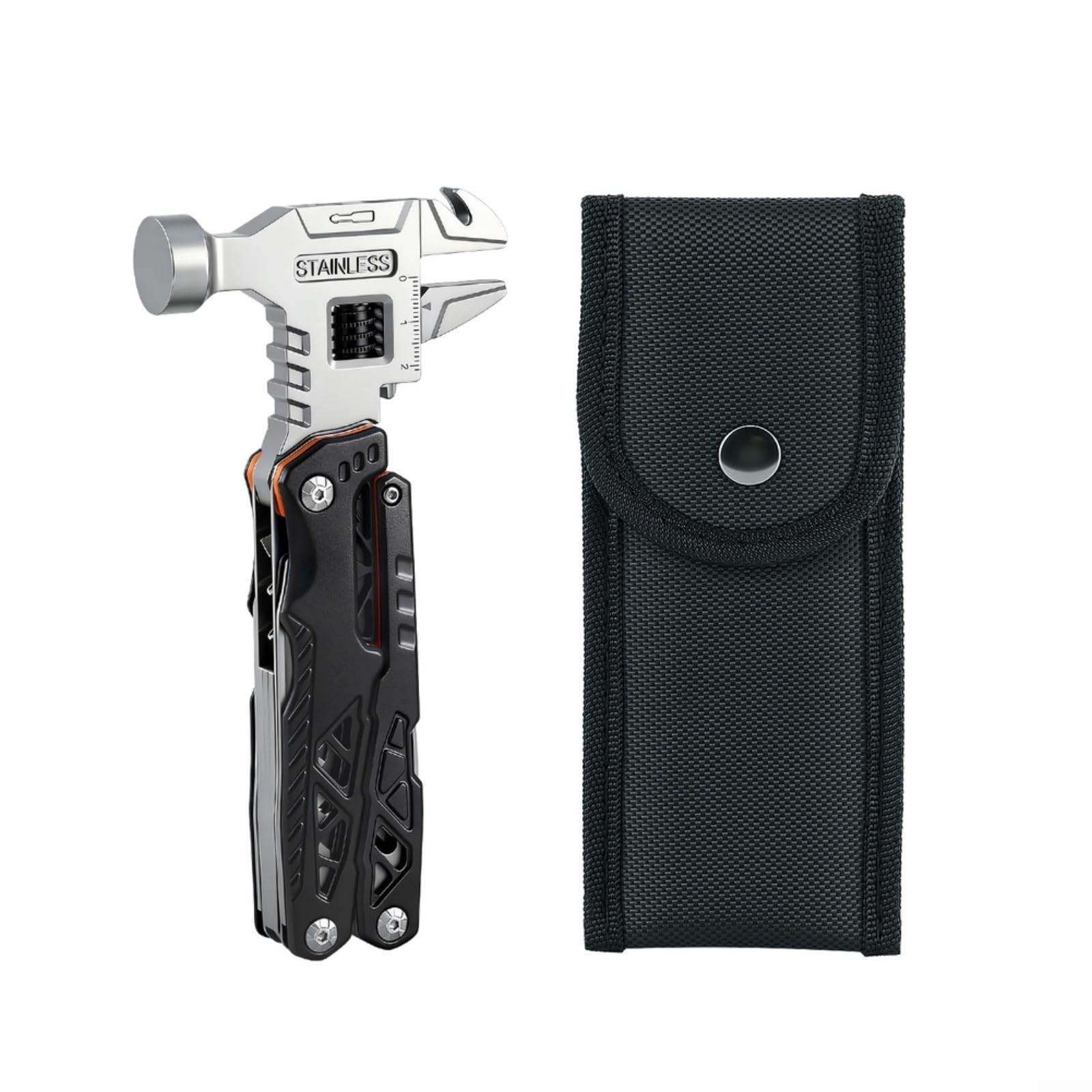 Martillos multifuncionales, Kit De Destornillador Plegable Con Alicates Martillo Multiherramienta 18 En 1(Black)