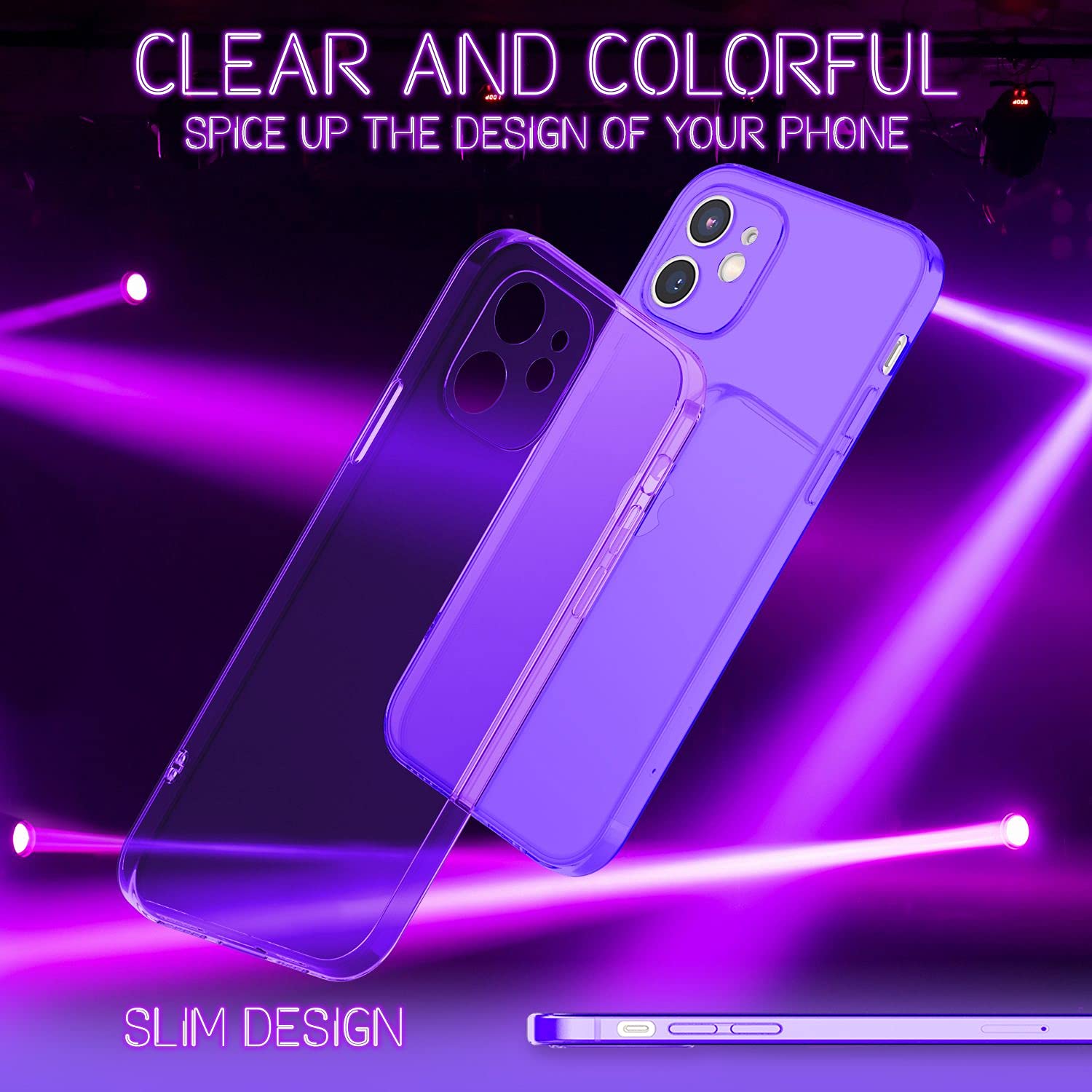 NALIA Klare Neon Handyhülle Für IPhone 12 Mini – Transparent, Bunt, Aus Weichem Silikon, Dünn & Stoßfest