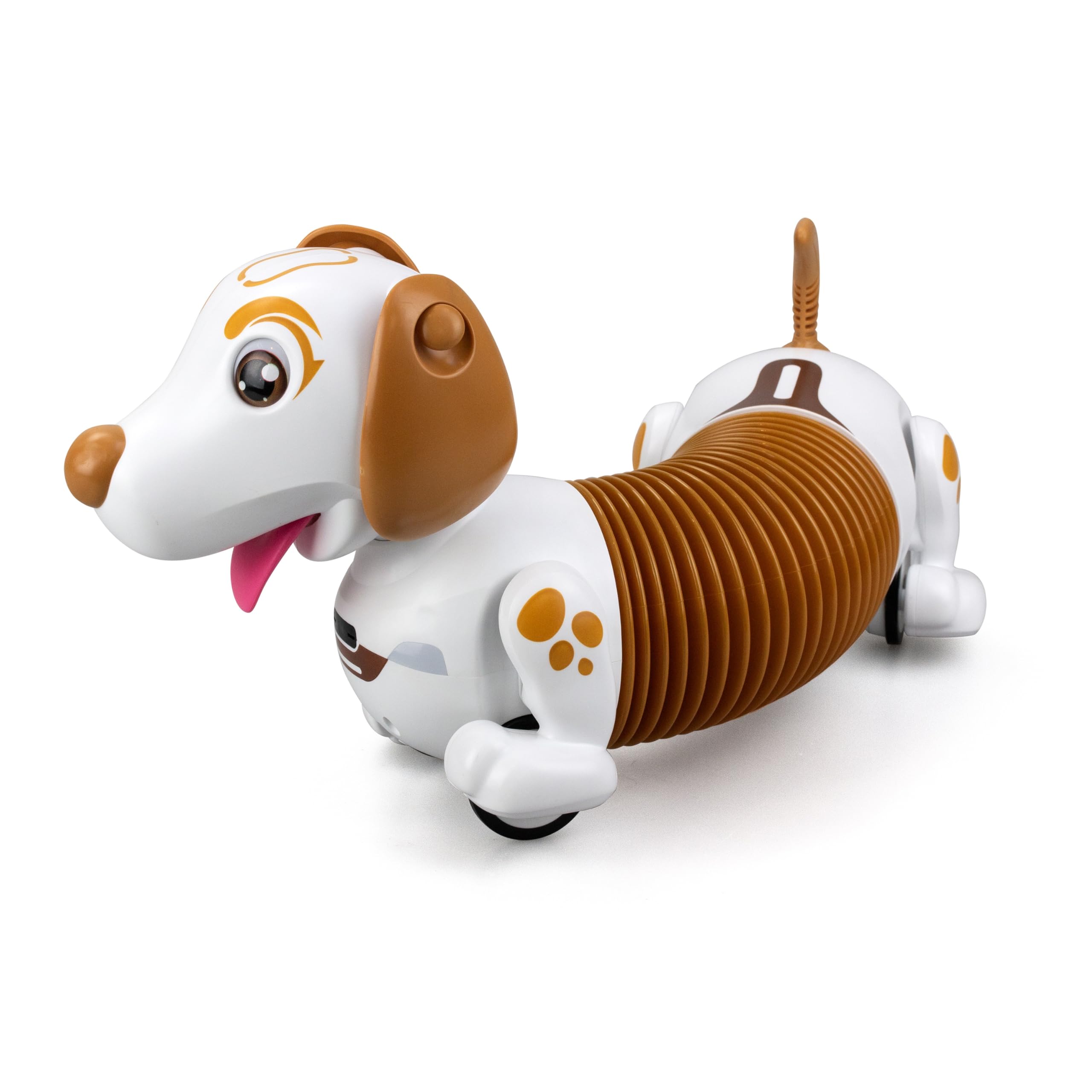 Bizak Robo Dash D Marrón, Perro Interactivo teledirigido y autónomo, Puede Correr detrás de su Pelota, con Efectos Sonoros y Luminosos. Juego Infantil (62008740-2)
