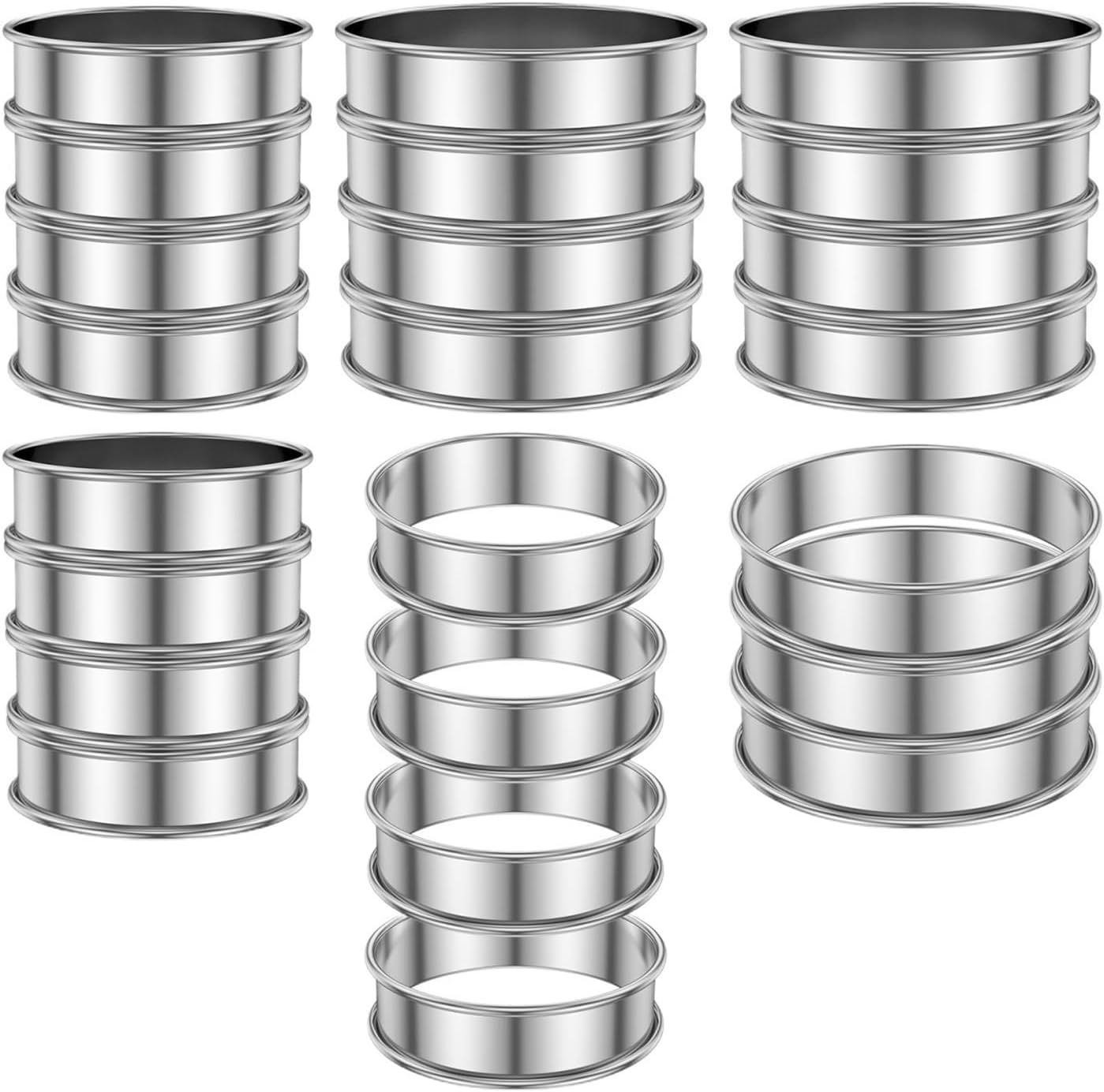 24Pcs Rings Double Rolled Ring Stainless Metal Round Mold ，Compatible For Food Making Bakeware