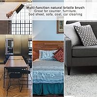 Vista 3 de Cepillo de mostrador para muebles, patio, carpintería, limpieza de dibujo, mango de madera con cerdas de crin de caballo, escoba de mano de 13