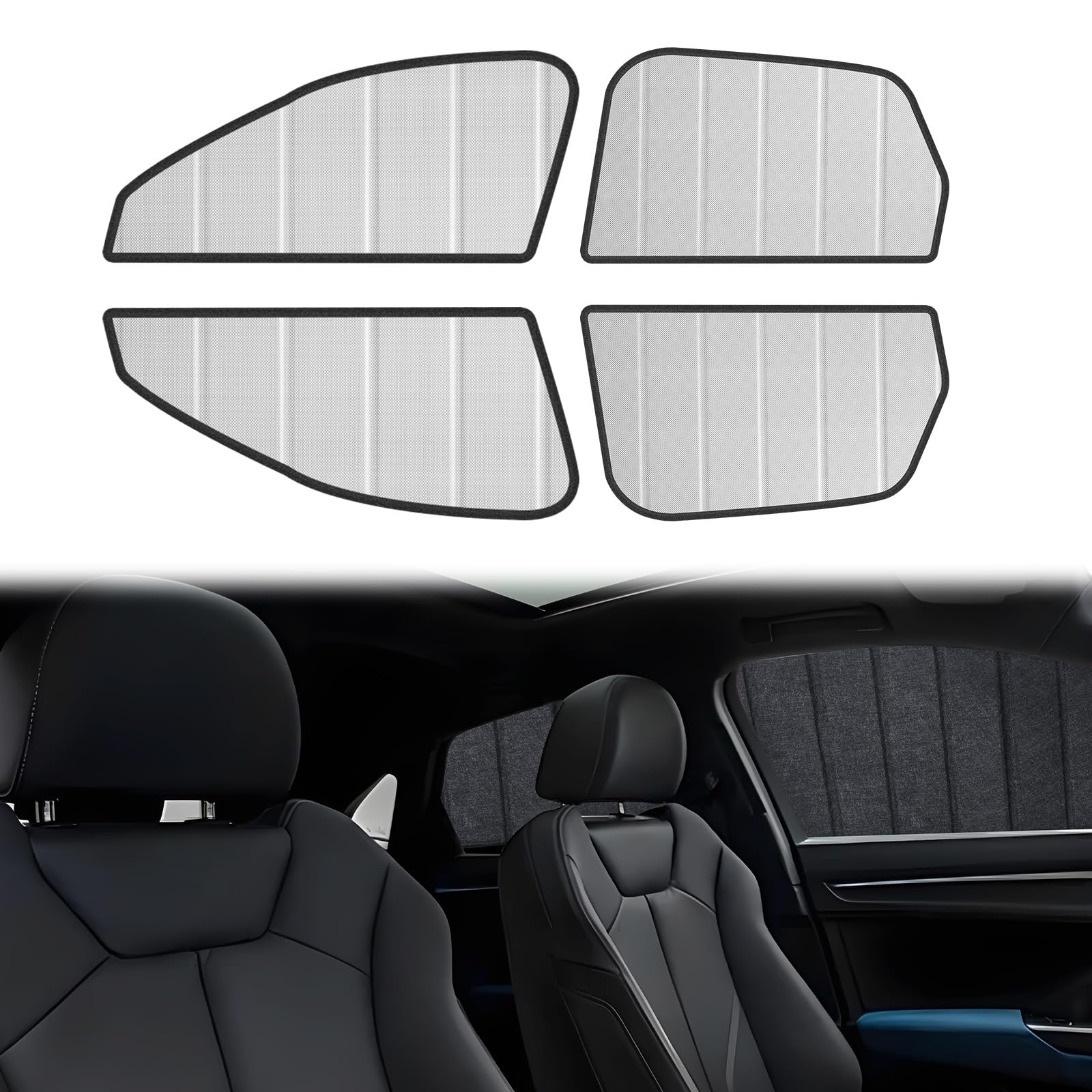 Parasoles Coche Laterales para Audi Q3 2019-2025, Aislamiento Térmico, 4PCS | Cortinas Coche Plegables, Privacidad, Anti-UV, para Descanso y Acampada
