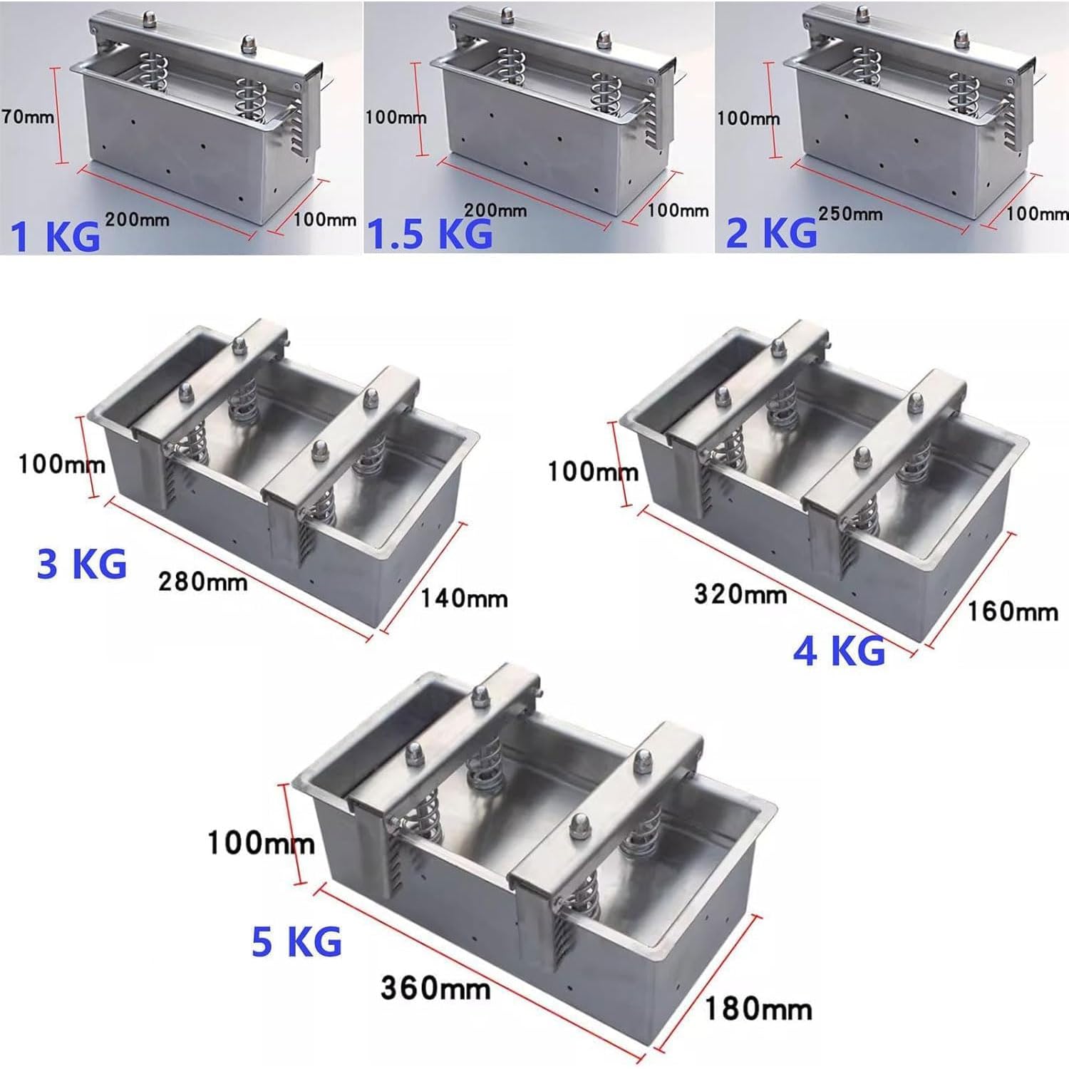 Herramienta de prensado de carne de jamón, para bloques de carne rectangulares perfectos, molde de prensa de carne de acero inoxidable, con resorte de compresión, placa base extraíble, herramienta de