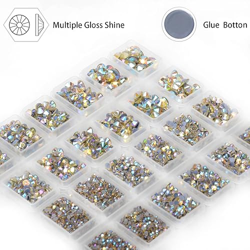 Miniatura 2 de CHCCOYE 8000 unidades de piedras preciosas de cristal redondas termoadhesivos con parte trasera plana para hacer bricolaje con 1 pinzas y 1