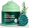 Scalp Scrub, Rosemary Scalp Exfoliator Scrub Shampoo, 2-in-1 Scalp Treatment with Mint Oil, Hair Treatment to Clarify and Remove Build Up with Silicone Scalp Massager, 10.6oz300g