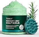 Scalp Scrub, Rosemary Scalp Exfoliator Scrub Shampoo, 2-in-1 Scalp Treatment with Mint Oil, Hair Treatment to Clarify and Remove Build Up with Silicone Scalp Massager, 10.6oz/300g