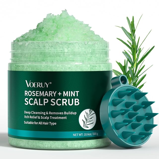 Scalp Scrub Rosemary Scalp Exfoliator Scrub Shampoo 2-in-1 Scalp Treatment with Mint Oil Hair Treatment to Clarify and