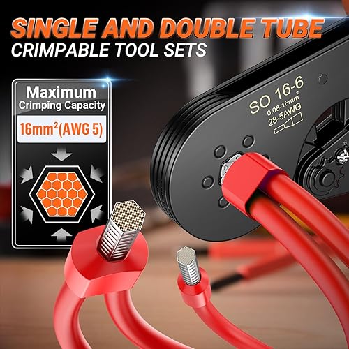 Miniatura 2 de Preciva - Kit de herramientas de prensado de virola, conectores de virolas dobles y individuales, alicates de crimpado de alambre de mandíbula