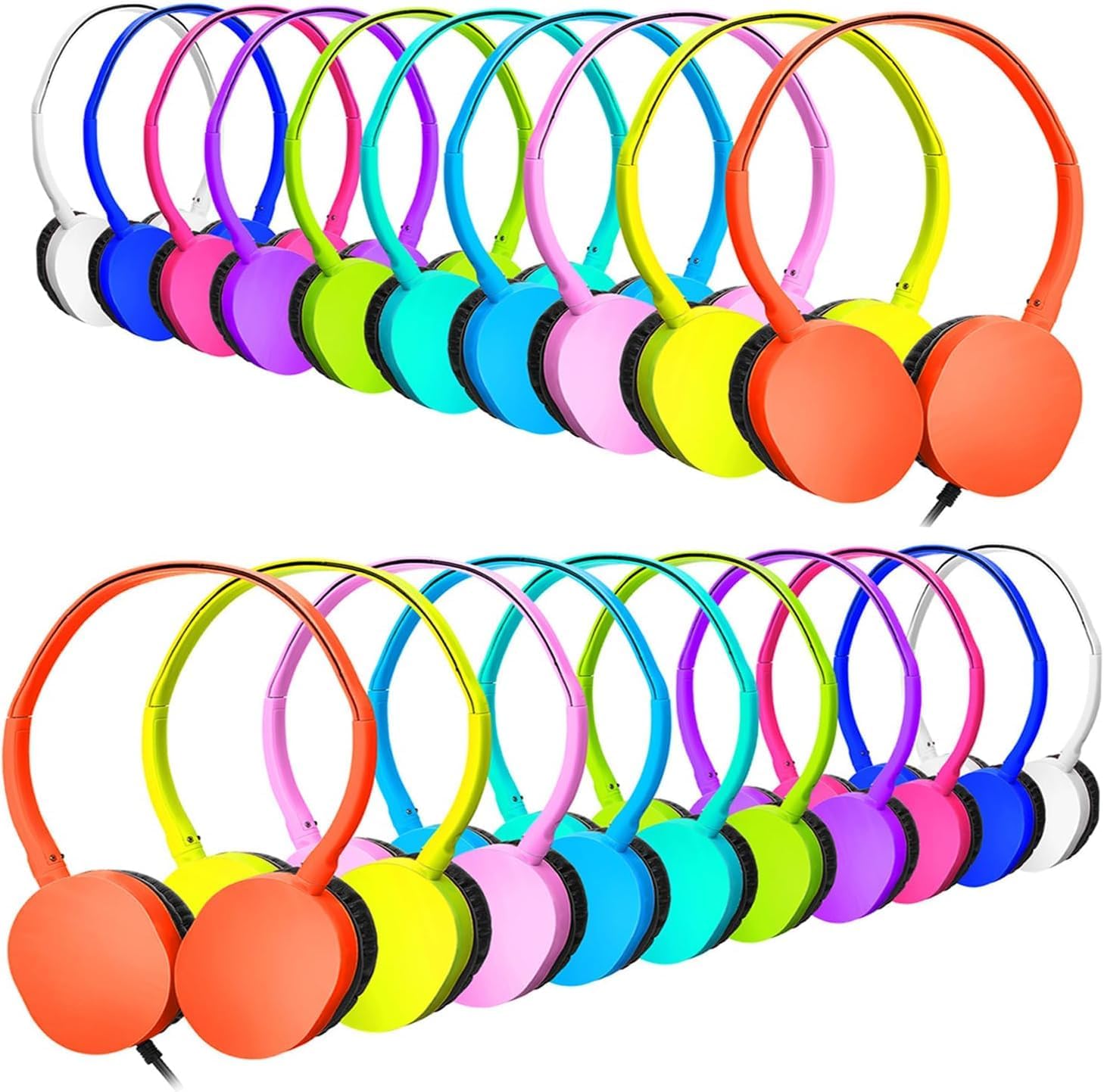 Classroom wired headphones for students (PU102, 20 mix)