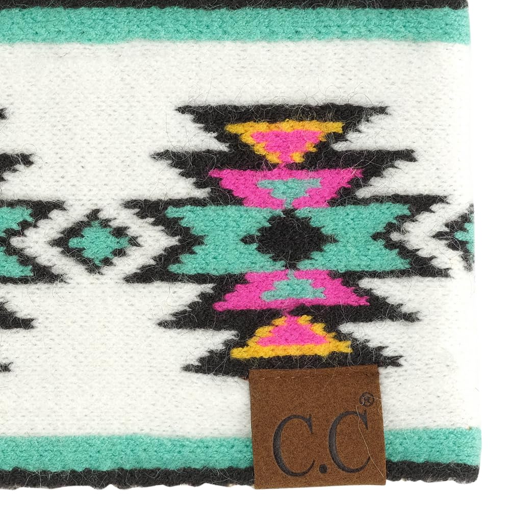 C.C Southwest Pattern Headwrap For Women Unisex - Stretchable Soft Warm Knit Winter Headband Ear warmer Ear muffs (Ivory) - Image 3