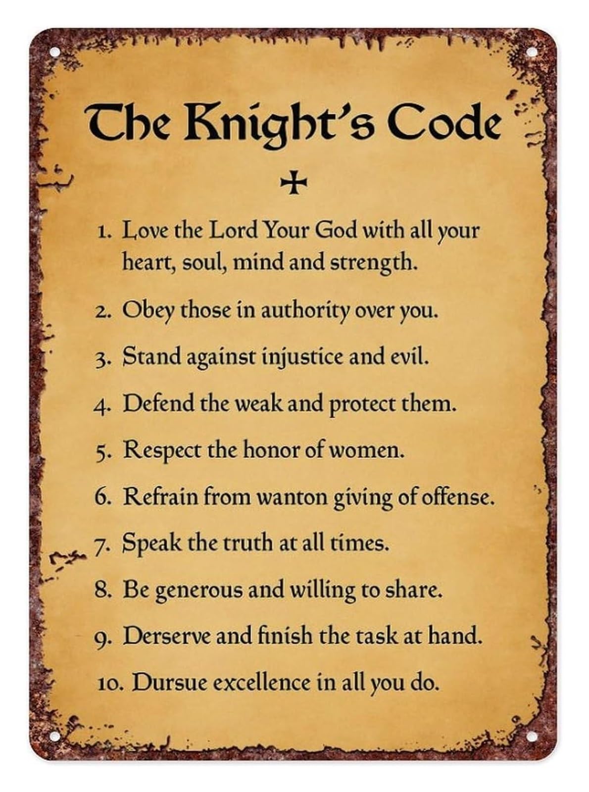XHAJCSJWGD The Knights Code Retro Metal Sign Vintage Wall-Art for Bathroom Kitchen Dining Room Hallway Entryway Mudroom Laundry Room Home Accent 8 X 12 inch