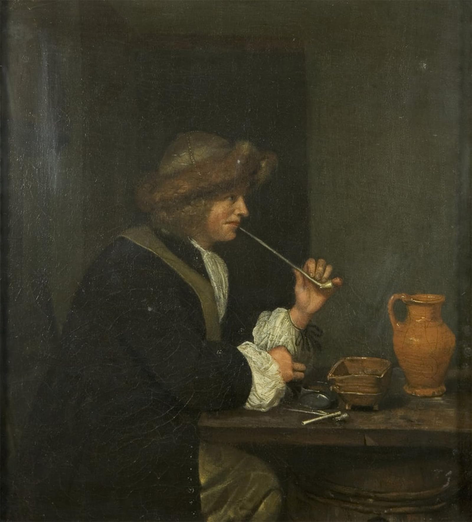 SERENDIPITP Vintage Picture Print on Canvas Wall Art Poster Man Smoking by Gerard Ter Borch Artwork Print Poster for Wall Decor 60x90cm
