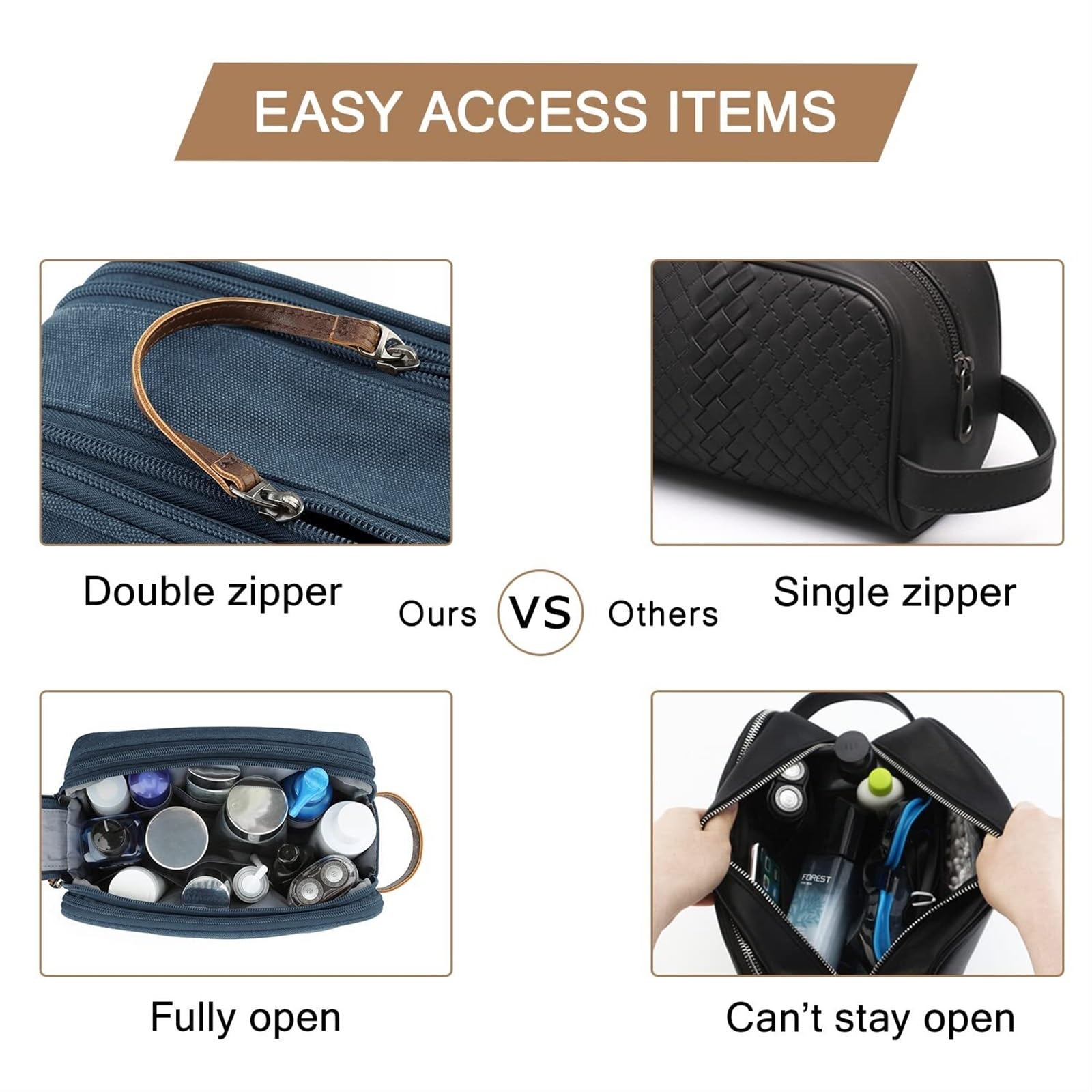 RUVOO Portátil para Viaje Bolsas Neceser for Mujer, Bolsa de Maquillaje cosmética, Organizador, Bolsa de Viaje for artículos de tocador Organizador Maquillaje(Blue)