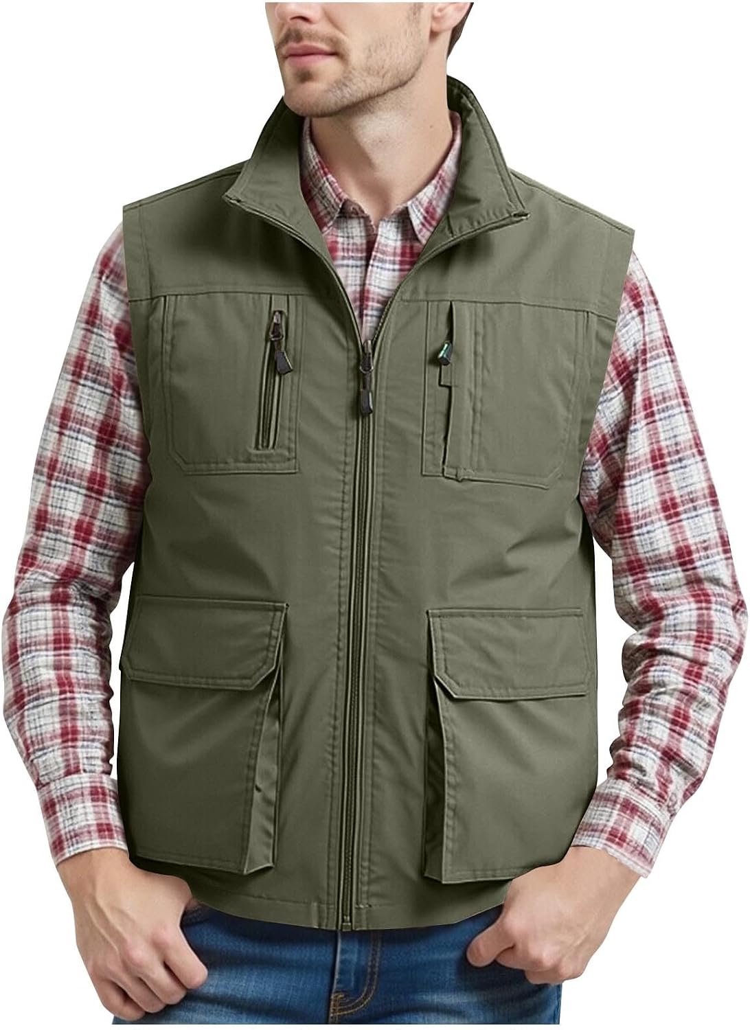 Hiking Vest for Men Lightweight Breathable Zip up Sleeveless Jackets