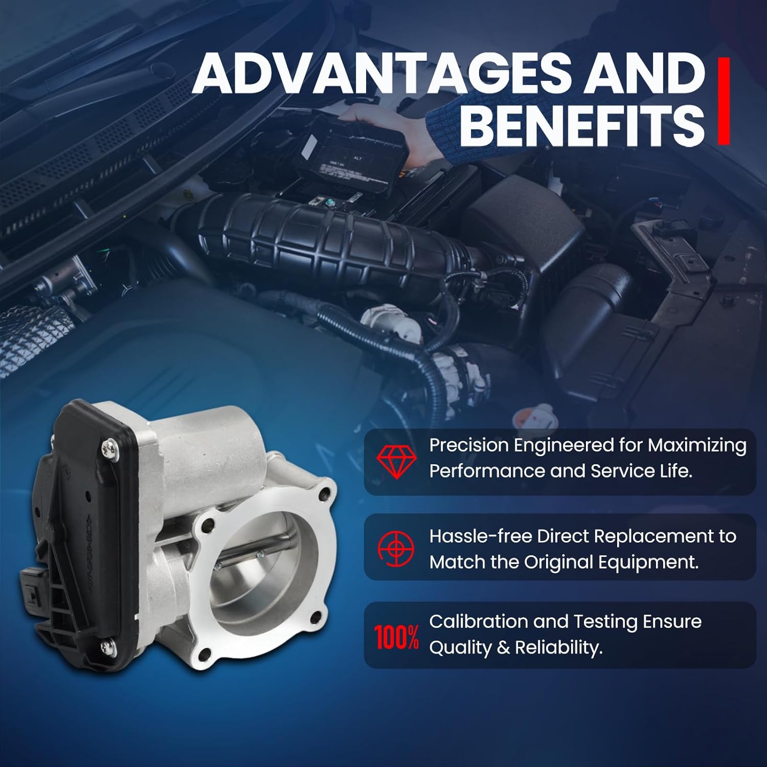 MOCA Throttle Body Assembly S20067 Fit 14-22 for Ford Transit Connect 2.5L & 13-20 for Lincoln MKZ 2.0L & 09-11 for Mercury Mariner 2.5L
