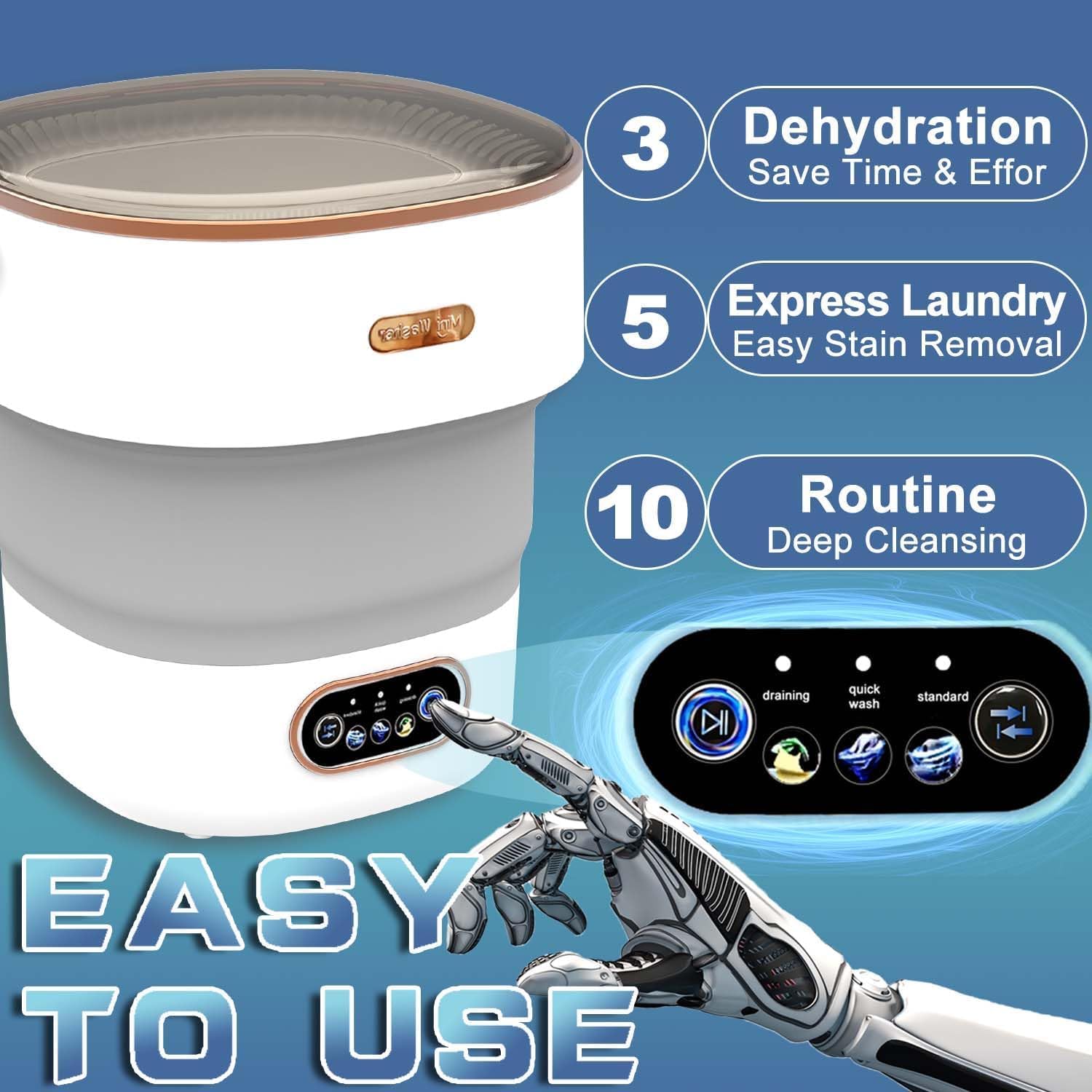 Mini-wasmachine, 15 l, 2,3 kg, campingwasmachine met centrifuge, mobiele wasmachine, kleine dieptereiniging van ondergoed, babykleding, kleine kleding voor woningen, slaapzalen