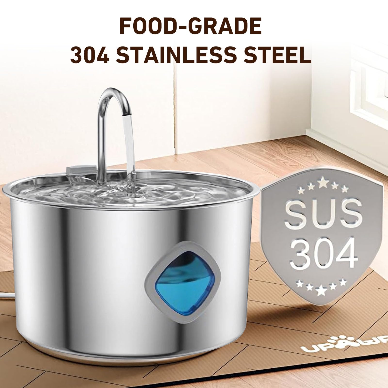Cat Water Fountain Stainless Steel, 3.2L/108oz Pet Water Fountain for Cats & Small Dogs, Ultra-Quiet Indoor Drinking Fountain - image 5