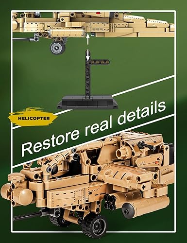 Miniatura 3 de SEMKY Serie Militar AH-64 Helicóptero Gunships Apache Air Force Juego de bloques de construcción (651 piezas) - Juguetes de construcción y