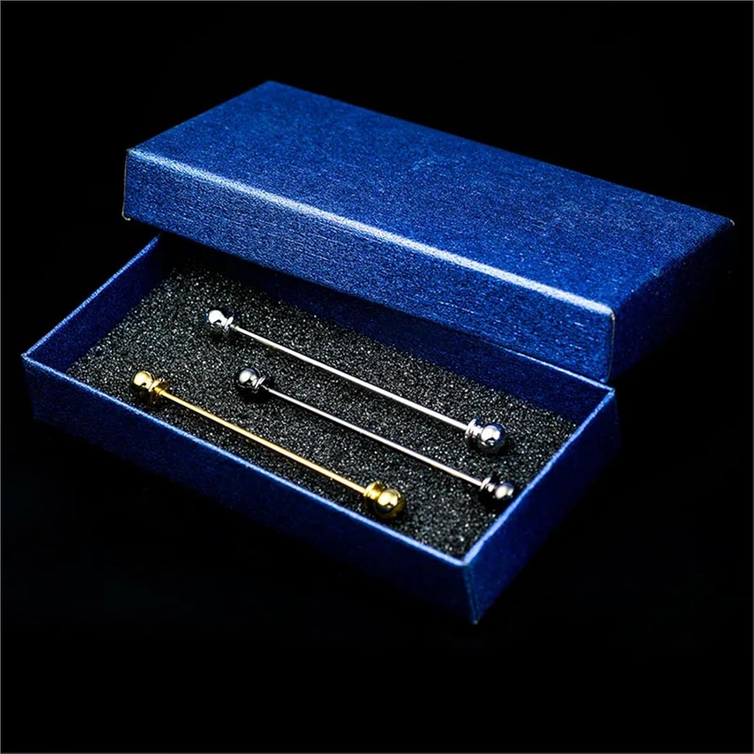 Collar Pins 15 Pcs Elegant Metal Ball & Base Men's Tie Pin & Shirt Brooch With One-Line Spiral Collar Bar Clip