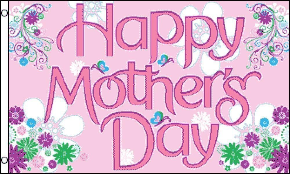 Happy Mothers Day Flag 5ft x 3ft Large Flag 150cm x 90cm | Premium Woven Polyester with Brass Eyelets | Indoor Outdoor Garden Display Wall Hanging | Celebration Party Festive Decoration Banner