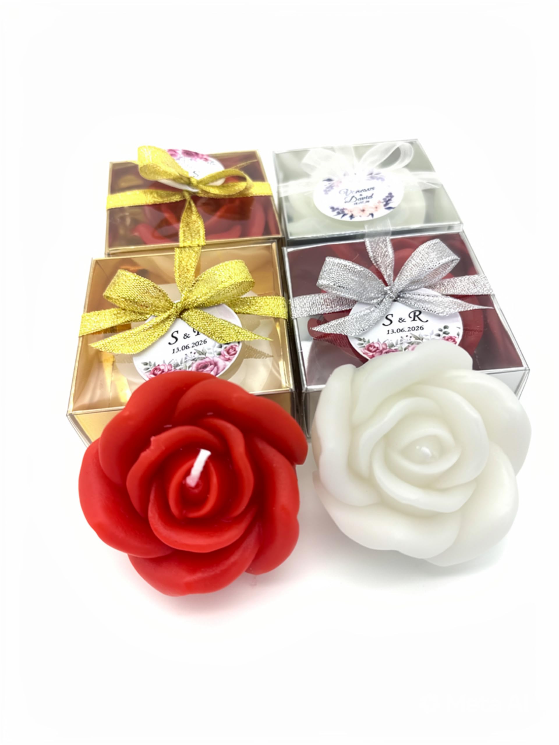 bomboniere matrimonio, originali rosa 50 pezzi candele profumate bomboniere battesimo, anni ragazzo, comunione, cresima, anniversario di, compleanno bigliettini (bianco, set da 50)