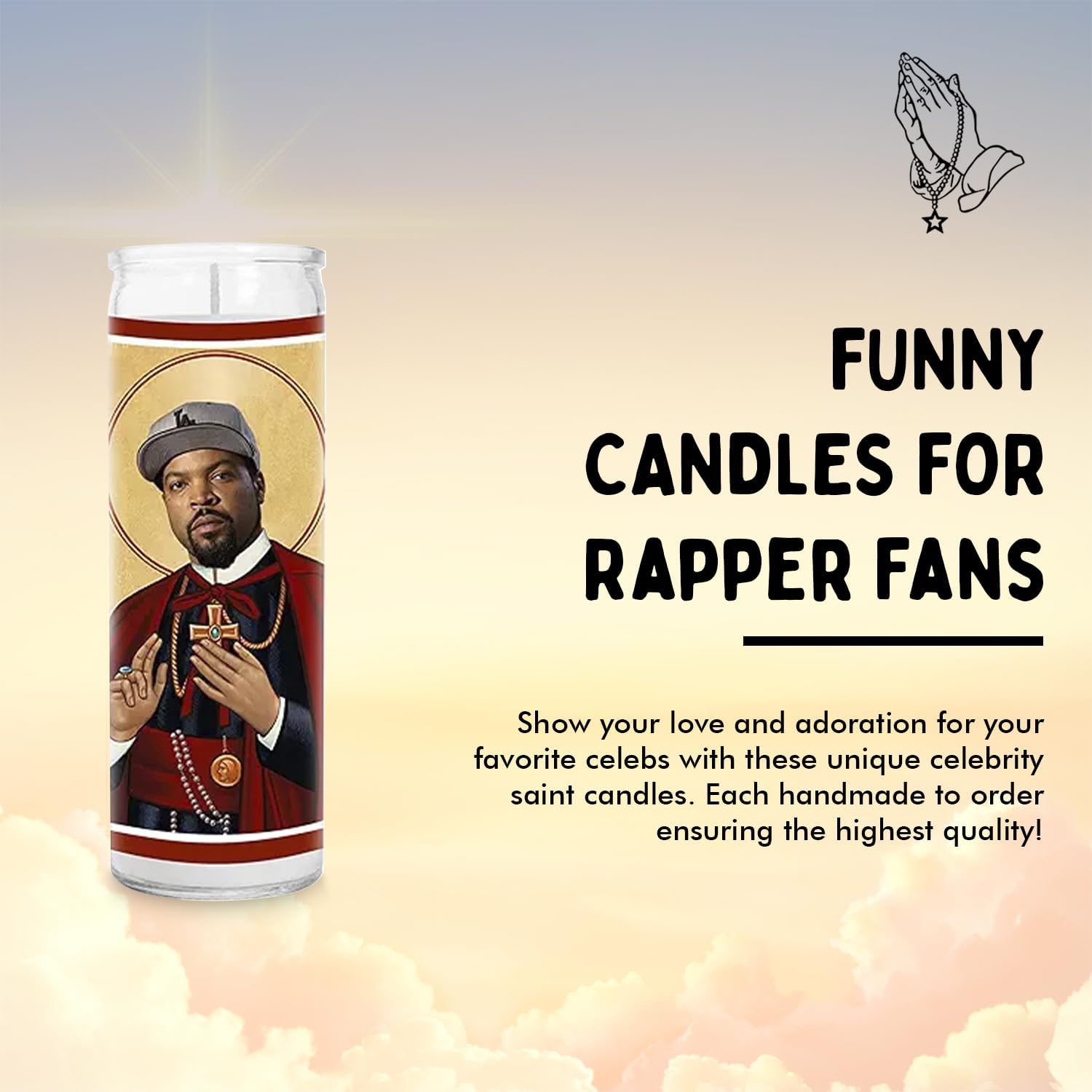 Rapper Celebrity Glass Jar Candle – Unscented Handmade Soy Wax Votive Candle – Unique Gift for Hip Hop Fans – Home Decor Collectible for Living Room & Office – 8 Inch