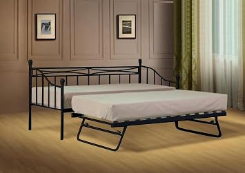 2ft6 Small Single Metal Black Daybed With Trundle Option 2ft6 Day Bed And Trundle