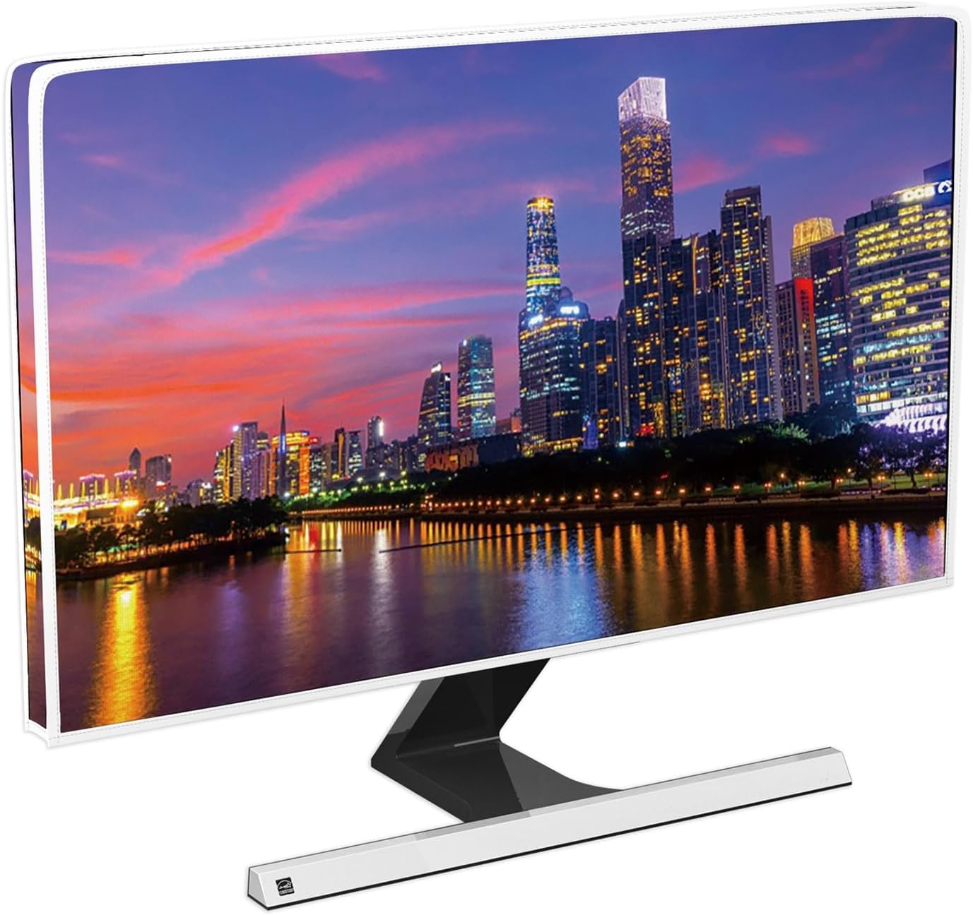 Baocicco City Night Screen TV Dust Cover Waterproof 65 Inch Modern Building City Sunset Lake Skyline Decorative Television Covers Full Body Cover for TV Screen Television LED LCD OLED