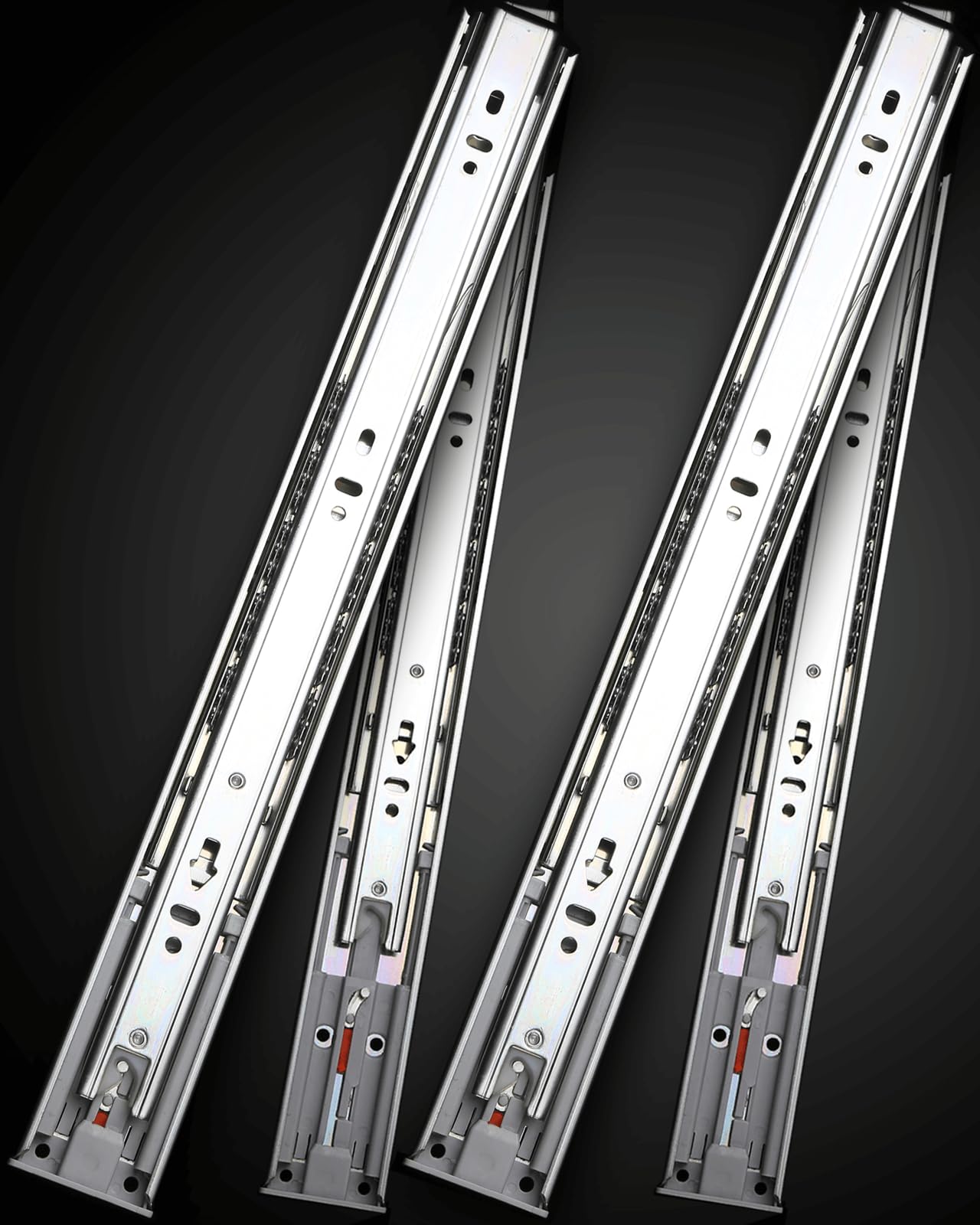 20" Push-to-Open Precision Noiseless Full-Extension Drawer Slide Set 2-Pairs (4 Pieces)