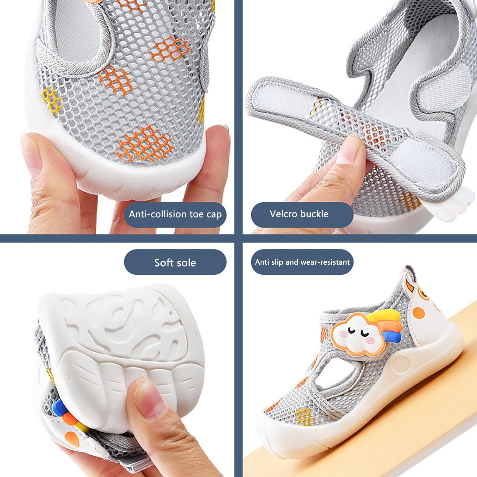 OBiQuzz Scarpe per bambini 0 3 vecchie scarpe per bambini indoor antiscivolo sottili scarpe per bambini in rete con suola morbida scarpe 24