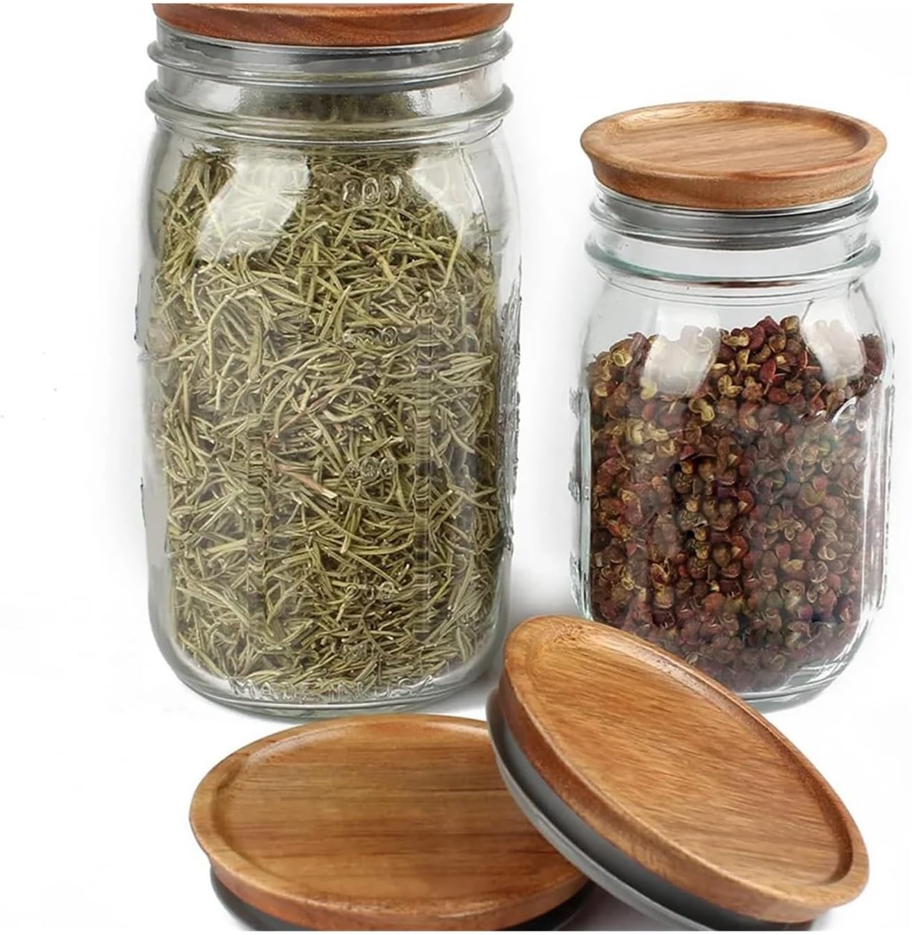 Bamboo Lids For Glass Cups 15pcs Regular Mouth Jar Lids,Wooden Tops,Canning With Airtight Silicone Seal For Jars