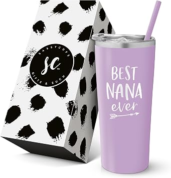 Best Nana Ever - Personalized Vacuum Insulated Travel Tumbler Stainless Steel Travel Coffee Mug with Straw and Lid Happy Birthday Nana - Worlds Best Nana - New Nana Birthday Present - Nana To Be
