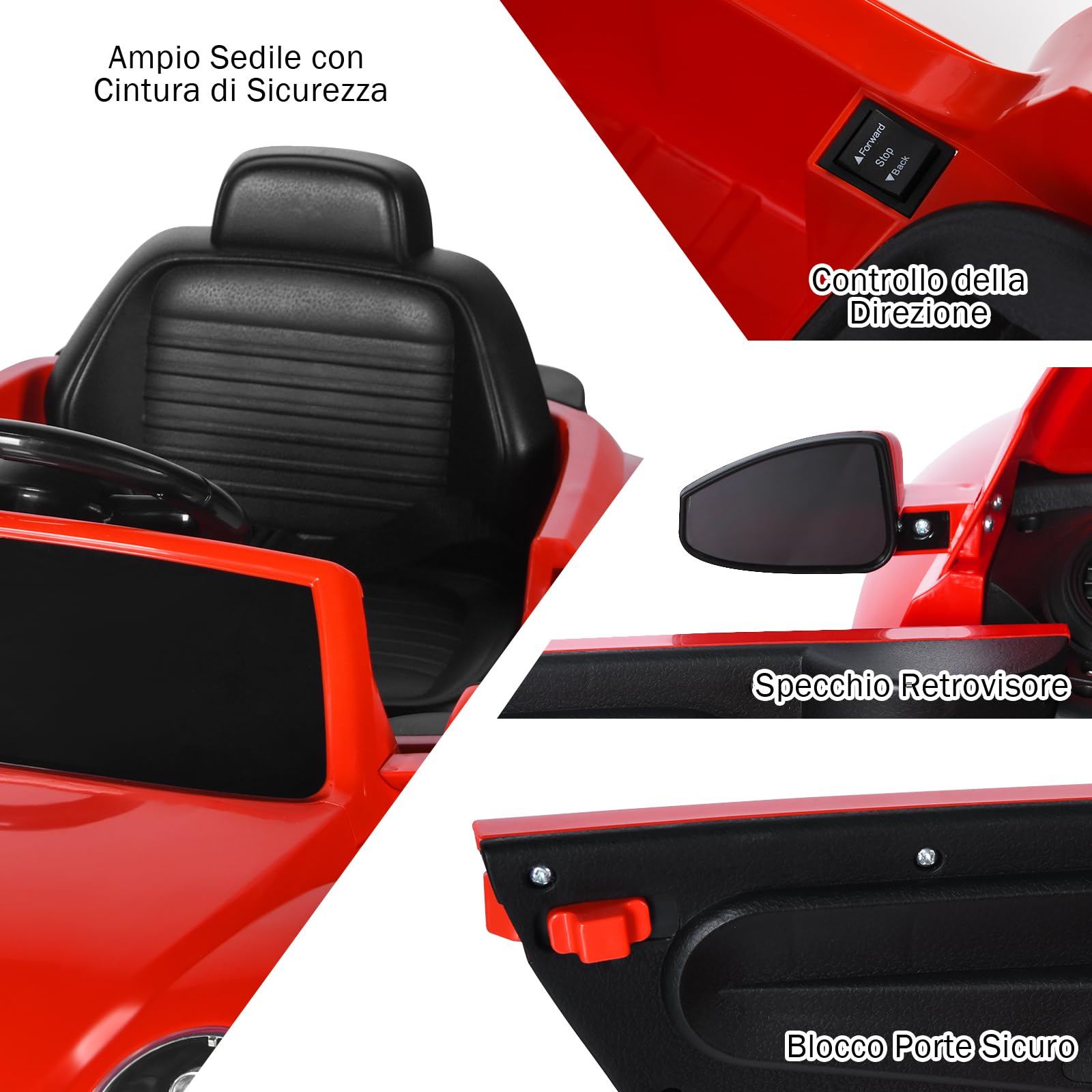 COSTWAY 12V Volkswagen Macchina Elettrica per Bambini, Auto Elettrica con Telecomando Luci Musica Doppia Porta, 5km/h Carico 30kg, per Bambini 3-8 Anni (Rosso)