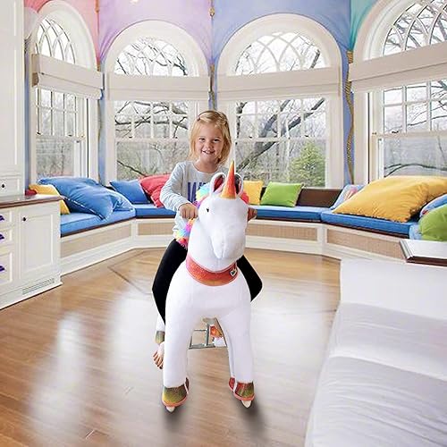 Miniatura 8 de WondeRides Caballo de juguete para pasear a caballo, tamaño M 4 para edades de 4 a 9 años (36 pulgadas de altura), unicornio mecánico con ruedas