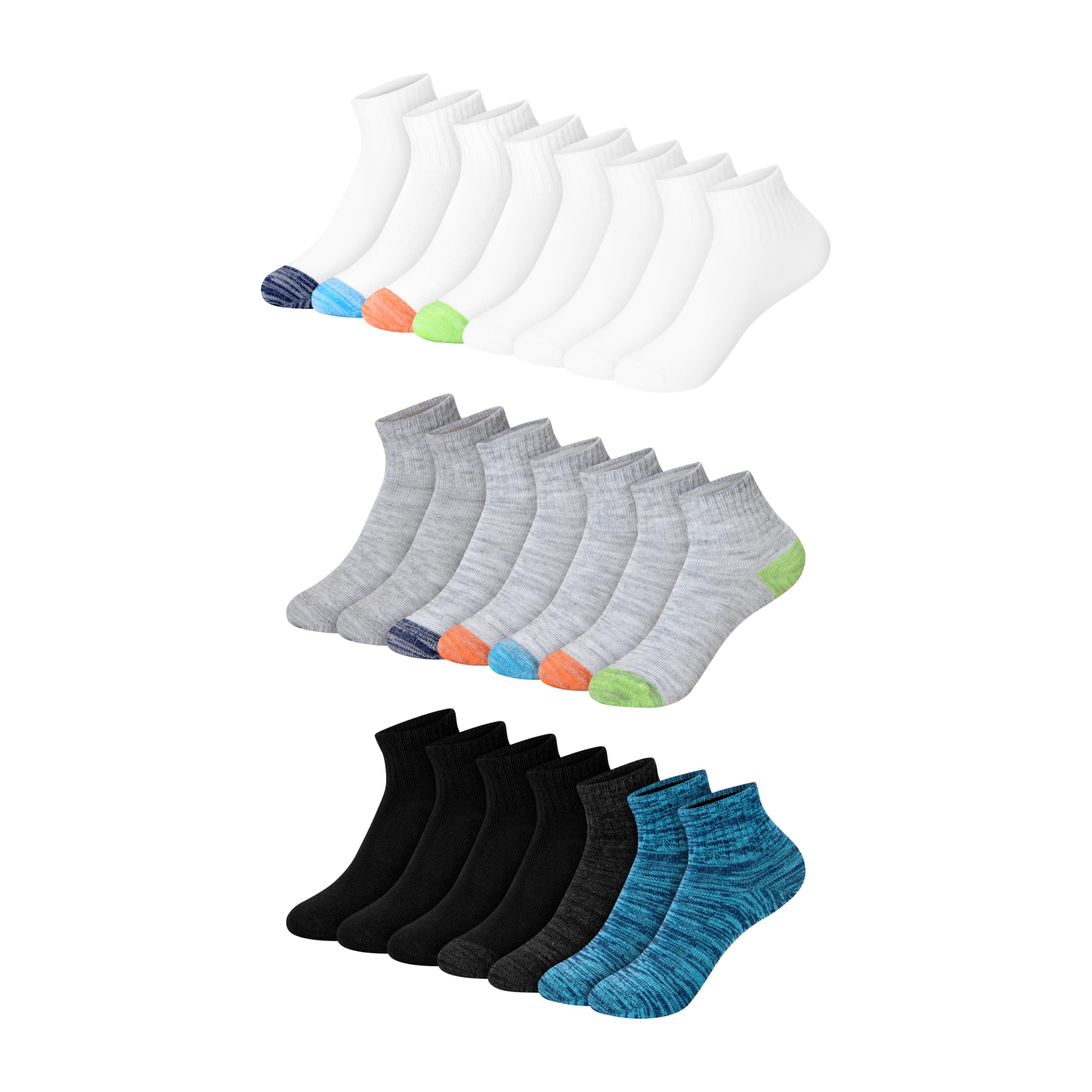 Hanes Boys' Ankle Socks for Boys - Super Value 22-pack Quarter Socks - Lightweight Comfort - No Slip Fit Ez Sort