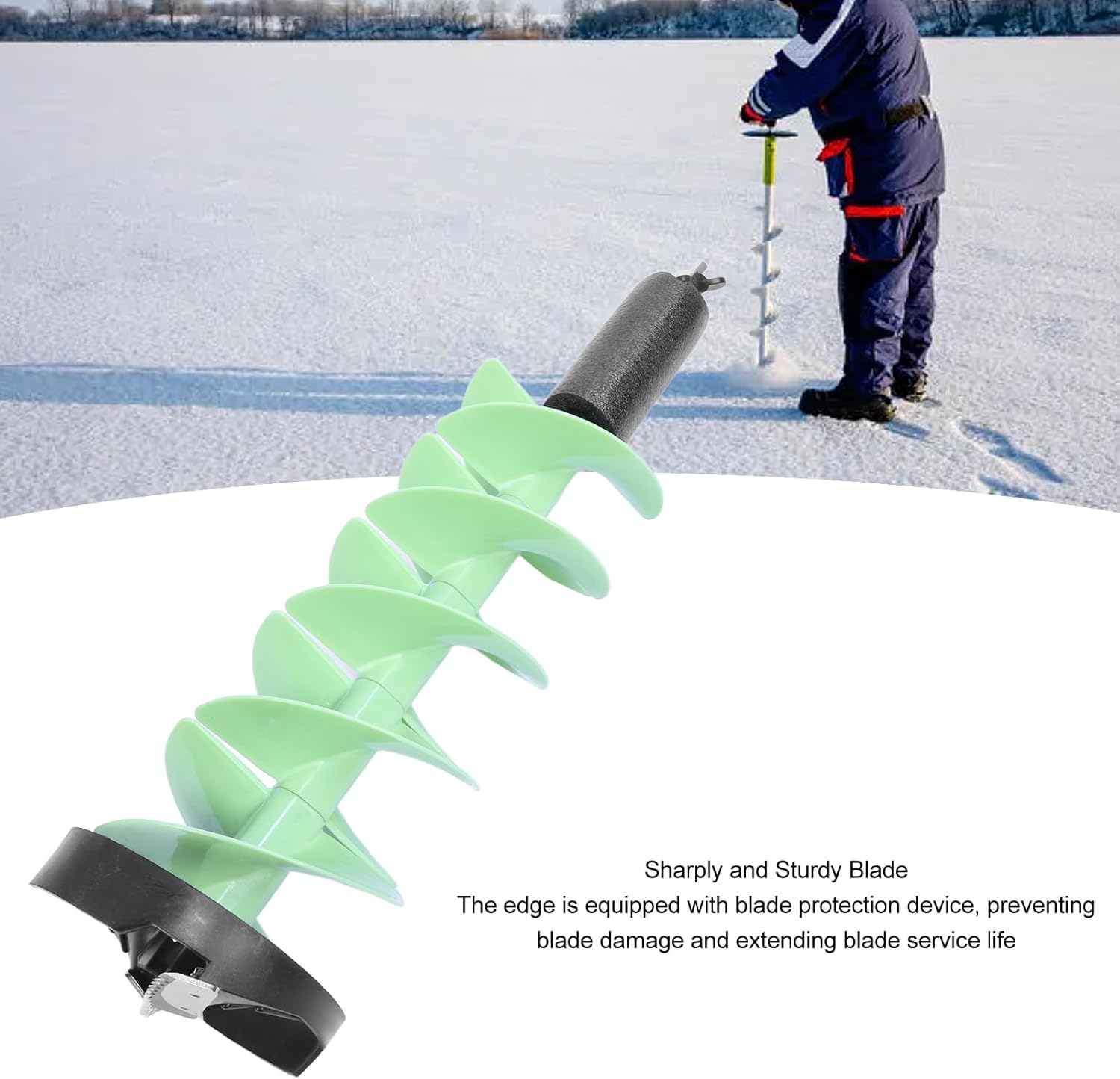 Ice Auger, 8in Augers for Ice Fishing, Ice Fishing Auger, Electric Ice Auger Kit with Positioner Drill On Winter for Fishing Emergency, Green
