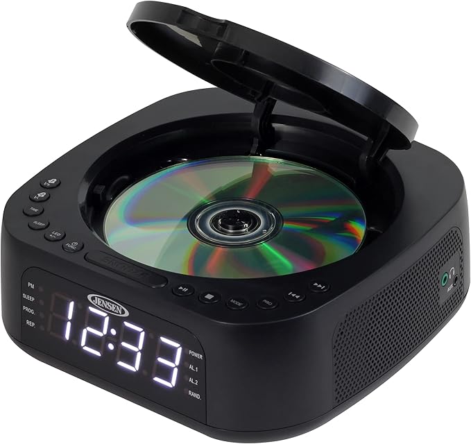 Jensen JCR375 Stereo Digital DualAlarm Clock with TopLoading CD Player, FM Tuner