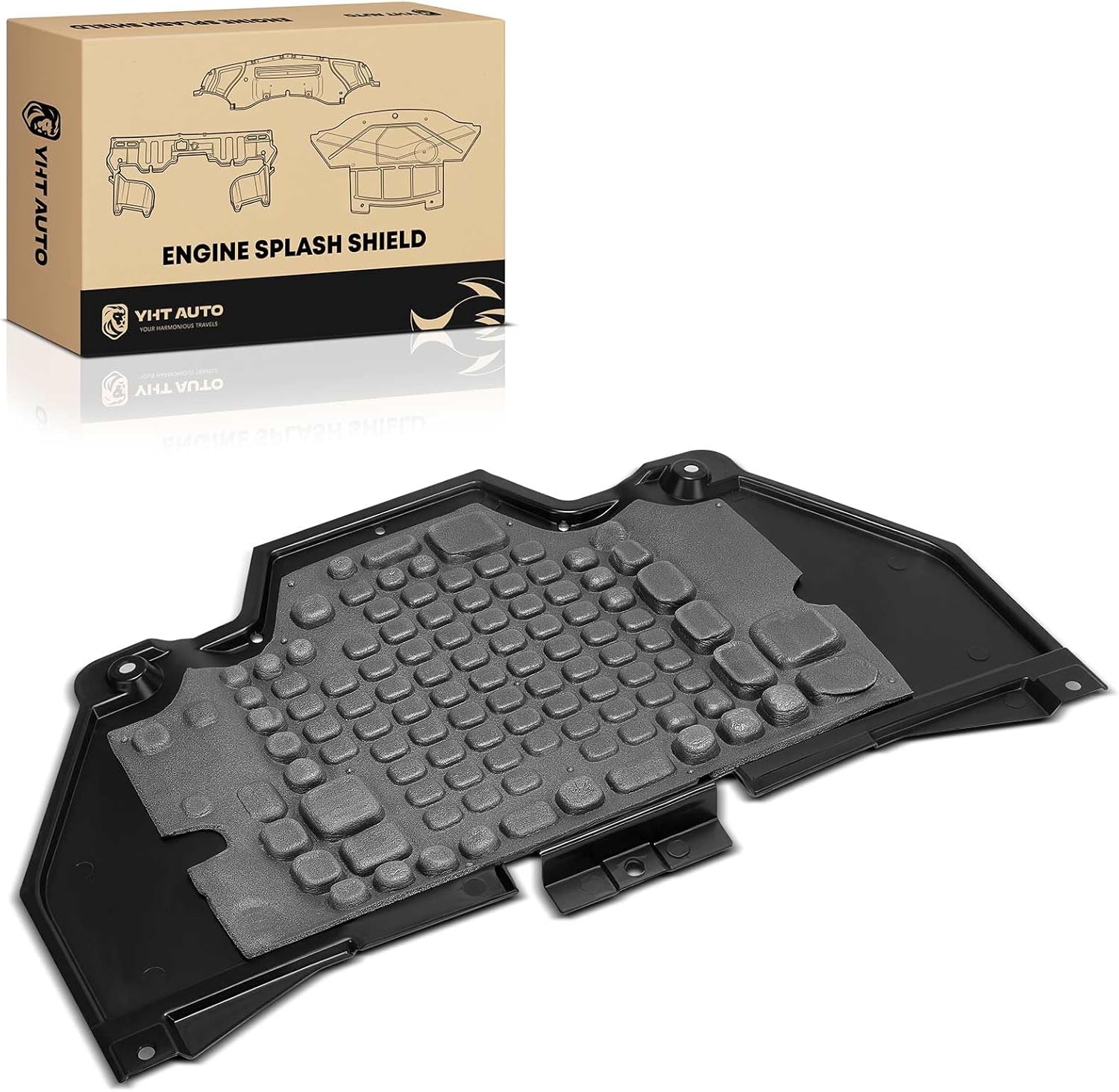 YHTAUTO Rear Lower Engine Splash Shield Compatible with Audi A4/A4 Quattro 2002-2008, RS4 2007-2008, S4 2004-2008, Plastic Black Splash Guard Engine Case Guards