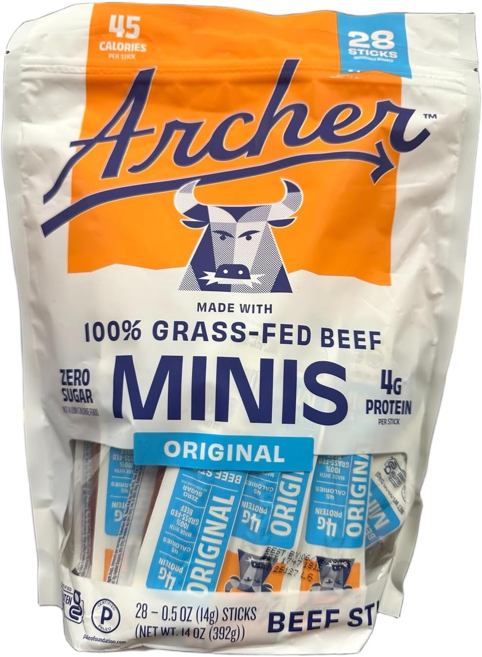 Grass-Fed Beef Sticks Minis, Original, 0.5oz (28 Sticks) (14oz) (Pack of 1)