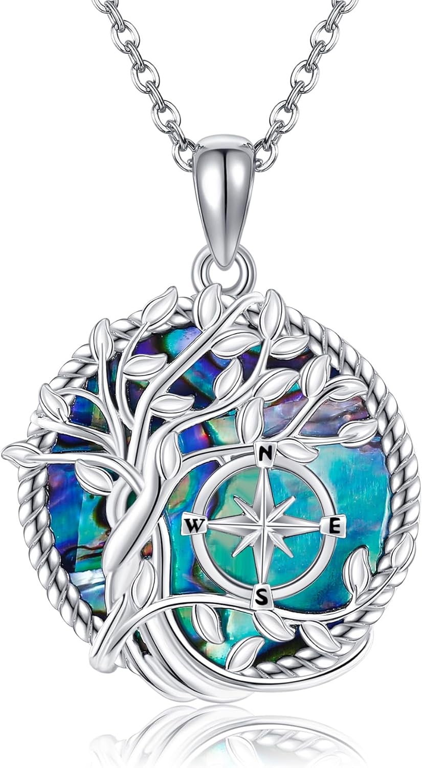 CUPENDA Tree of Life Necklace Sterling Silver Compass Life