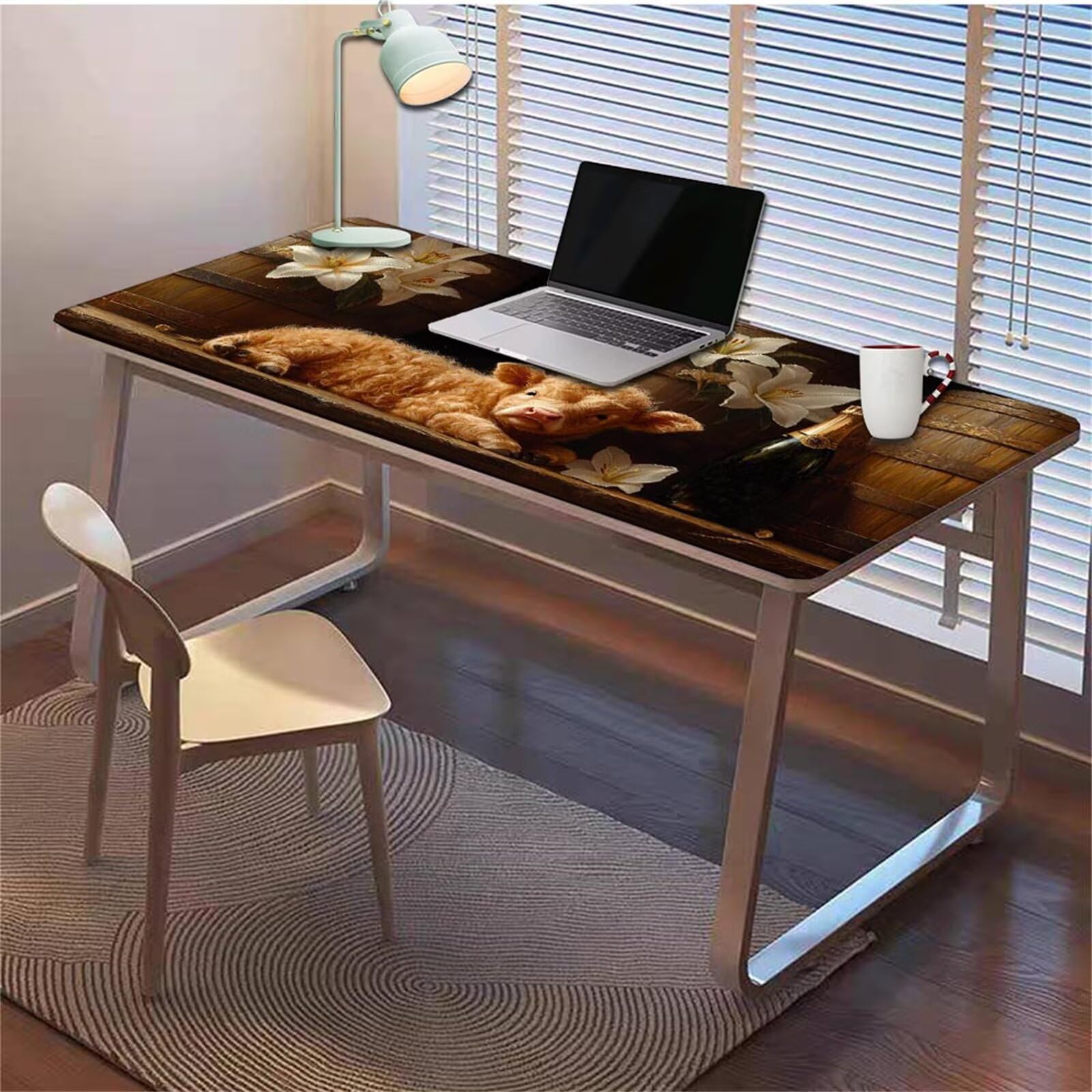 Gamingowa podkładka pod mysz 1200 x 600 x 3 mm, XXL, wodoszczelna, odporna na ścieranie, z przyszytymi krawędziami, podkładka na biurko, poprawia prędkość i precyzję, pod laptopa, komputer, wzór wołu