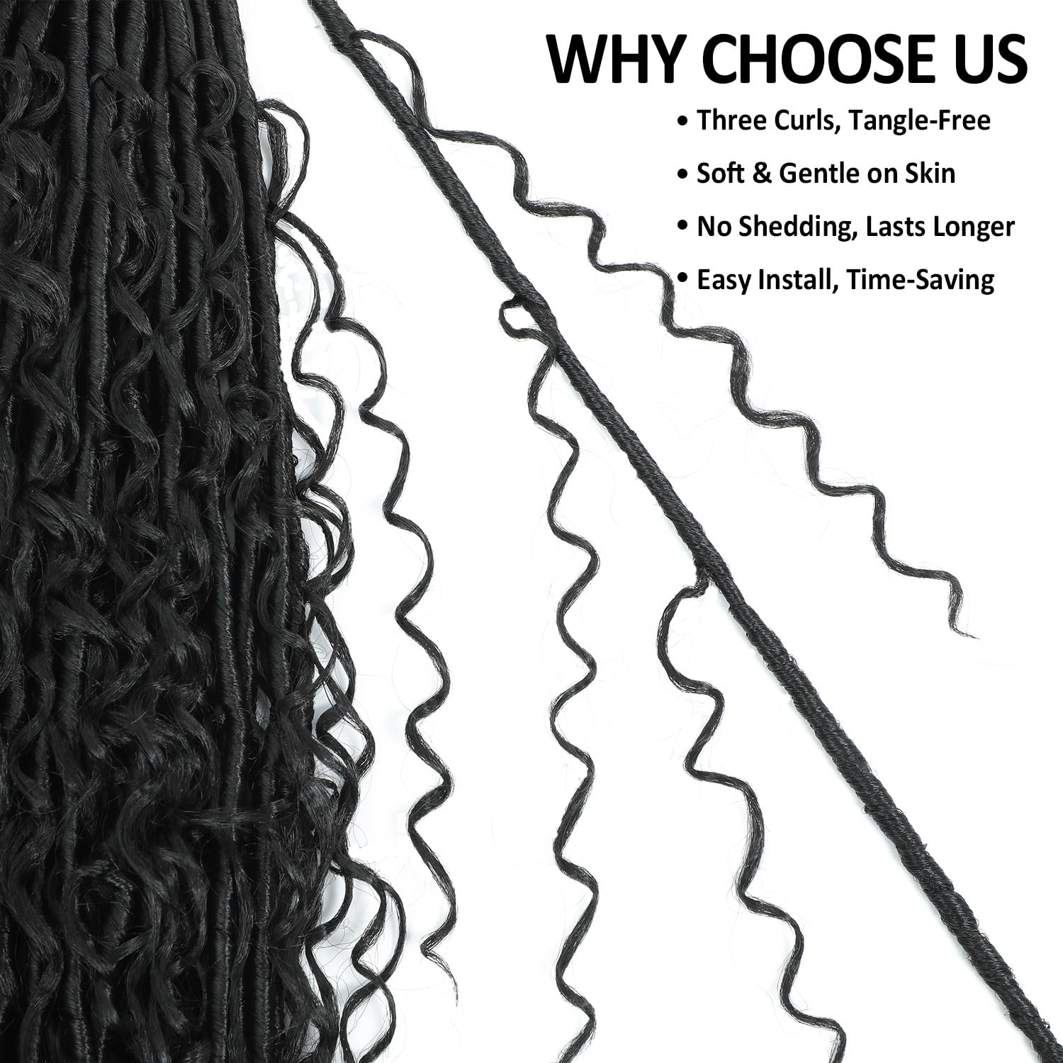 9 packs Boho Faux Locs Crochet Hair, 24 Inch, Natural Black Pre Looped Goddess Soft Locs Crochet Hair with Curly Ends, Bohemian River Locs for Black Women(1B#, 24 Inch)