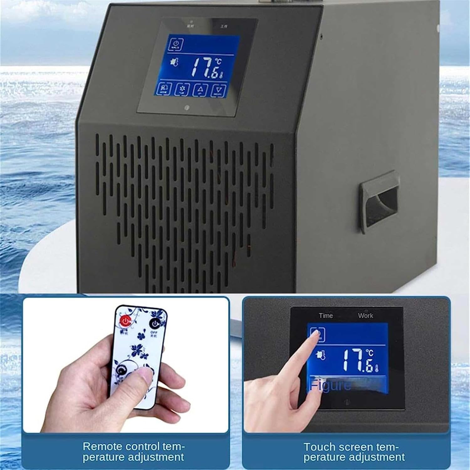 160L/42gal Aquarium Water Chiller, Fish Tank Cooler Heater System, 10-50℃ Constant Temperature Device for Ornamental Household Fish Tanks