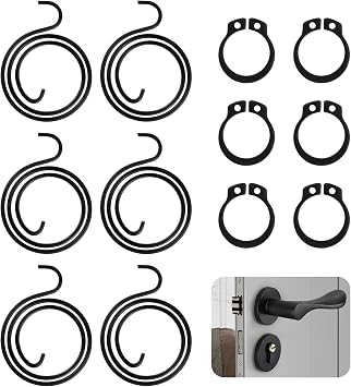 Internal Door Handle Springs, 2.5cm Turn Coil Return Spring 13.8mm Circlip | Fixing Broken Loose Door Lock Replacement Kit, Repairing Sagging Door Latch, Easy to Install, Black Coating