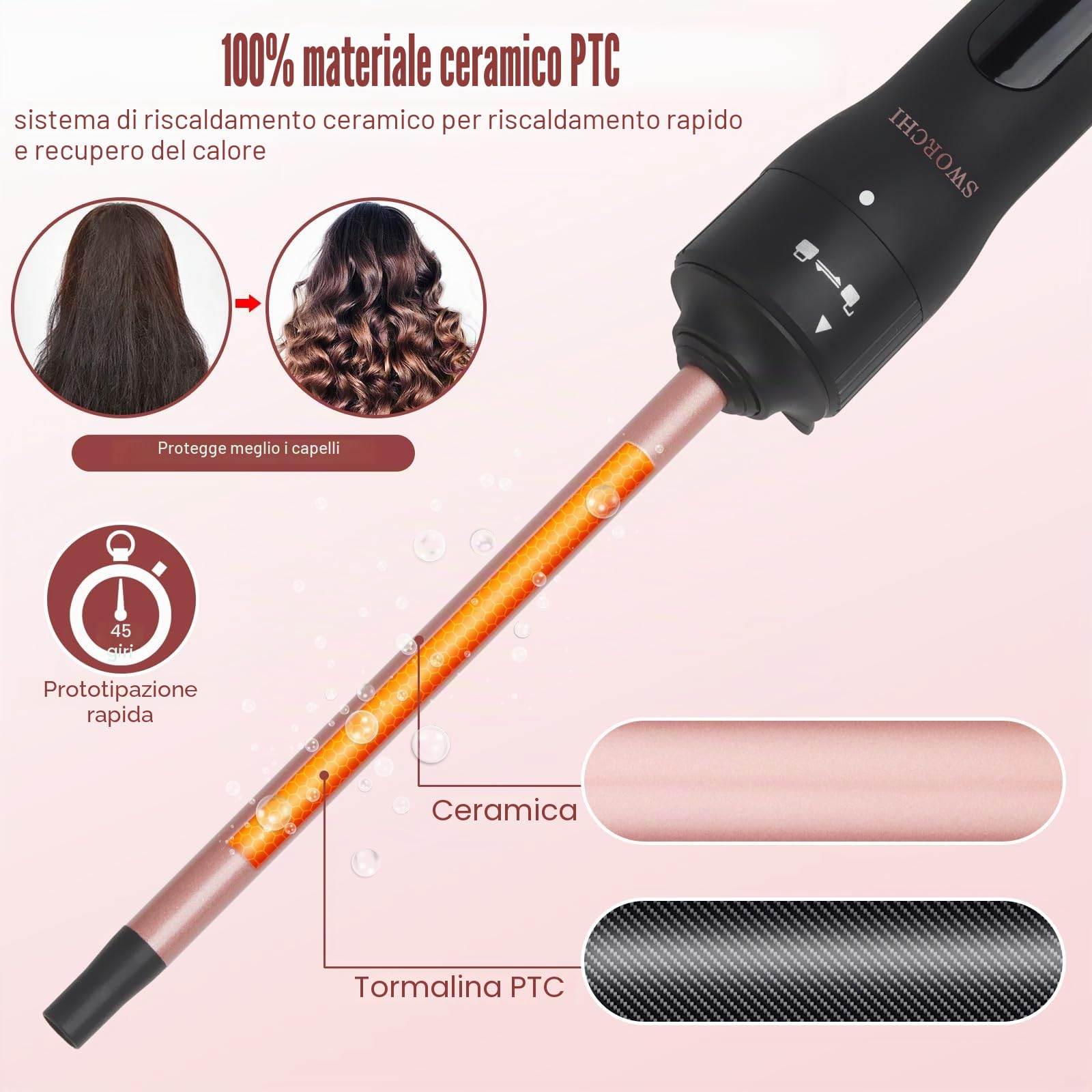 ferro arricciacapelli professionale set piastra capelli onde larghe set beach wave ceramica 3 in 1 cono per capelli ferro boccoli piastra ricci