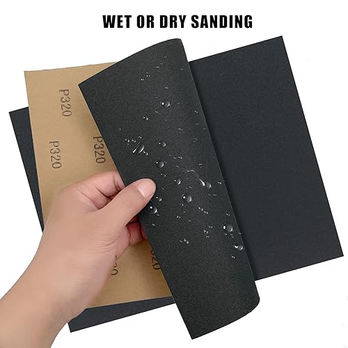 Vista 18 de 9 x 11 pulgadas, 15 piezas de papel de lija húmedo y seco, papel de arena abrasivo impermeable de grano 600, hojas de papel de lija de carburo