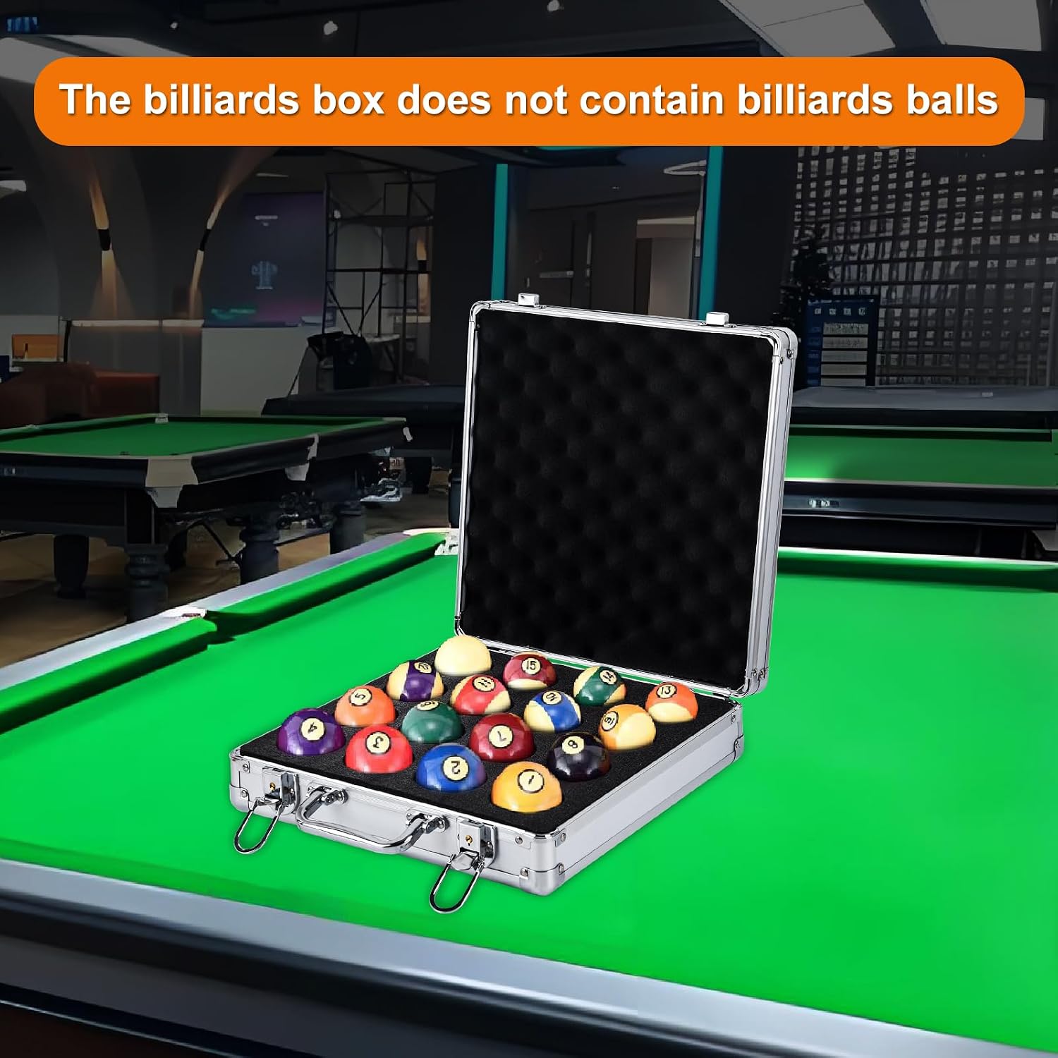Pool Ball Case, Billiard Balls Storage Box, can Holds 16 Billiard Balls with A Diameter of 2.25 inches, Portable Billiard Box with Hand Grip