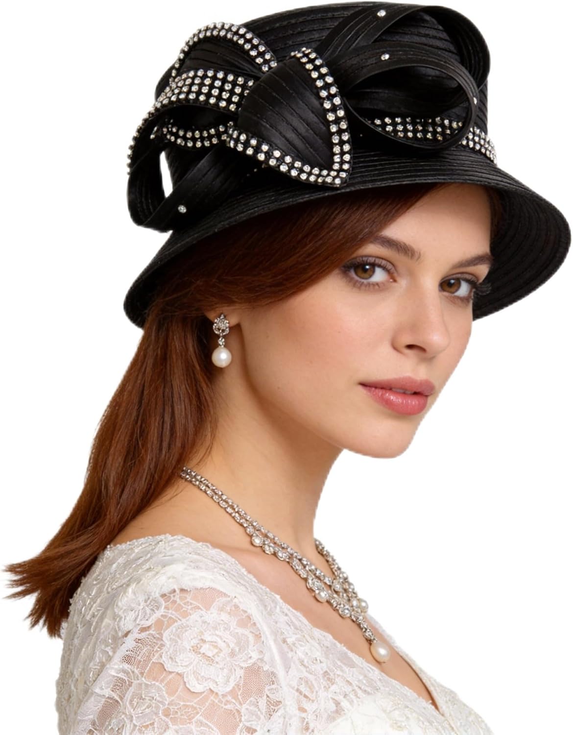 Women Derby Church Dress Cloche Hat Fascinator Floral Tea Party Wedding Bucket Hat S052