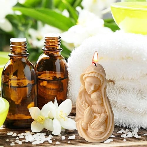 Miniatura 6 de Molde de silicona para velas de Virgen María en 3D creativo molde de fundición de escultura de Jesús bebé molde de resina hecho a mano molde de cera