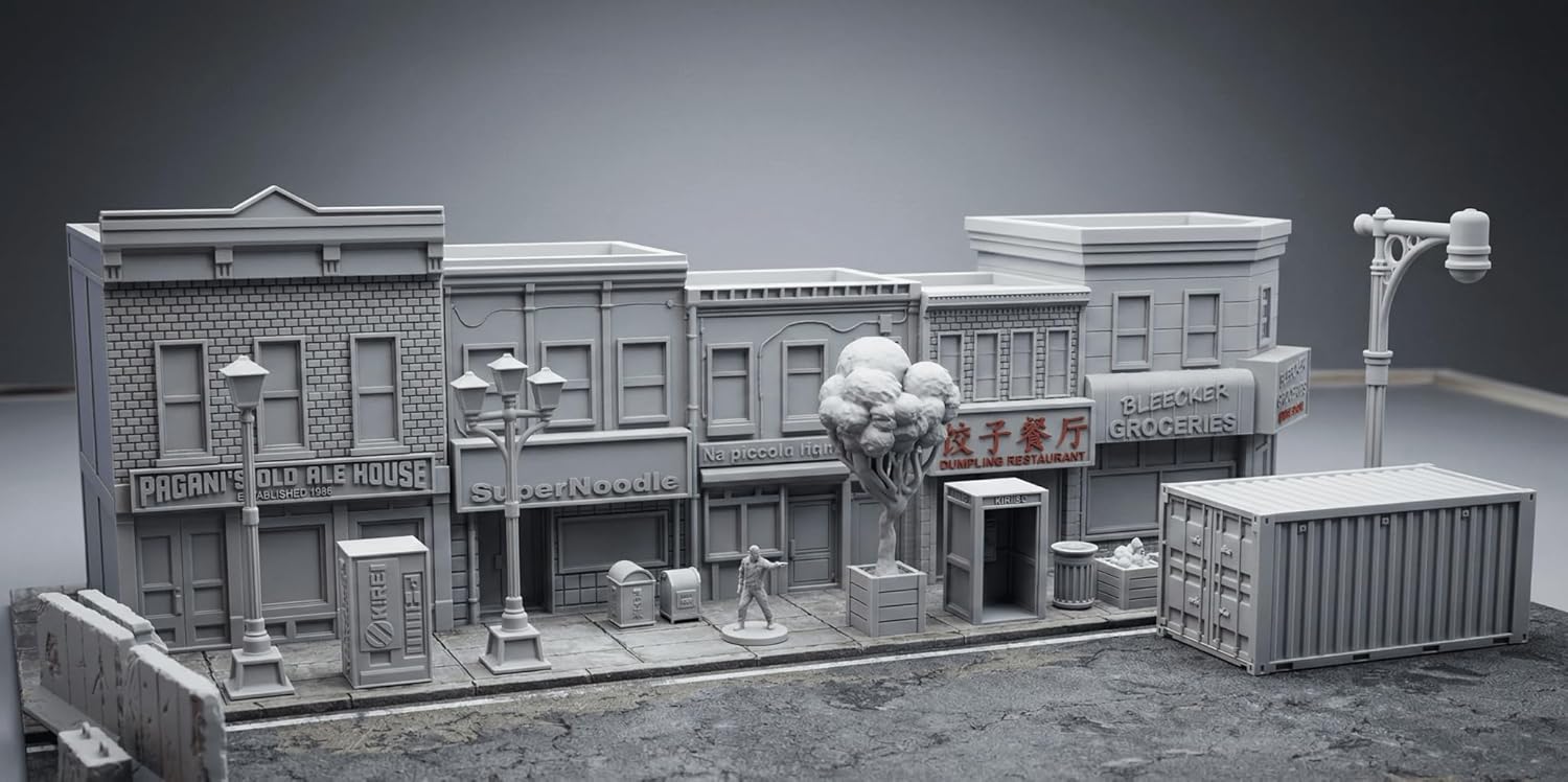 40mm Heroic Scale City Block Terrain Bundle | Size 3 Size 4 Buildings and Street Scatter | Unofficial Accessory Compatible with Marvel Crisis Protocol | Unpainted RPG Models